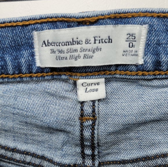 Abercrombie & Fitch 90's Slim Straight Ultra High Rise Curve Love Size 25/0 - Picture 4 of 10